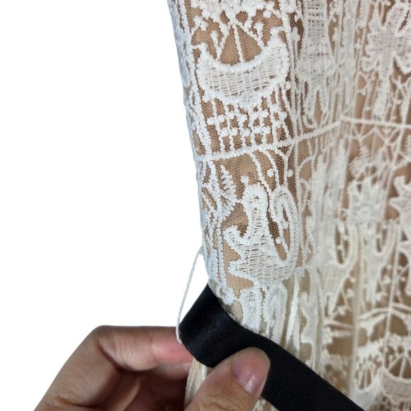 Anthropologie Mare Mare Lace Corset Midi Dress Neutral Cocktail Holiday Boho XS - Picture 11 of 16